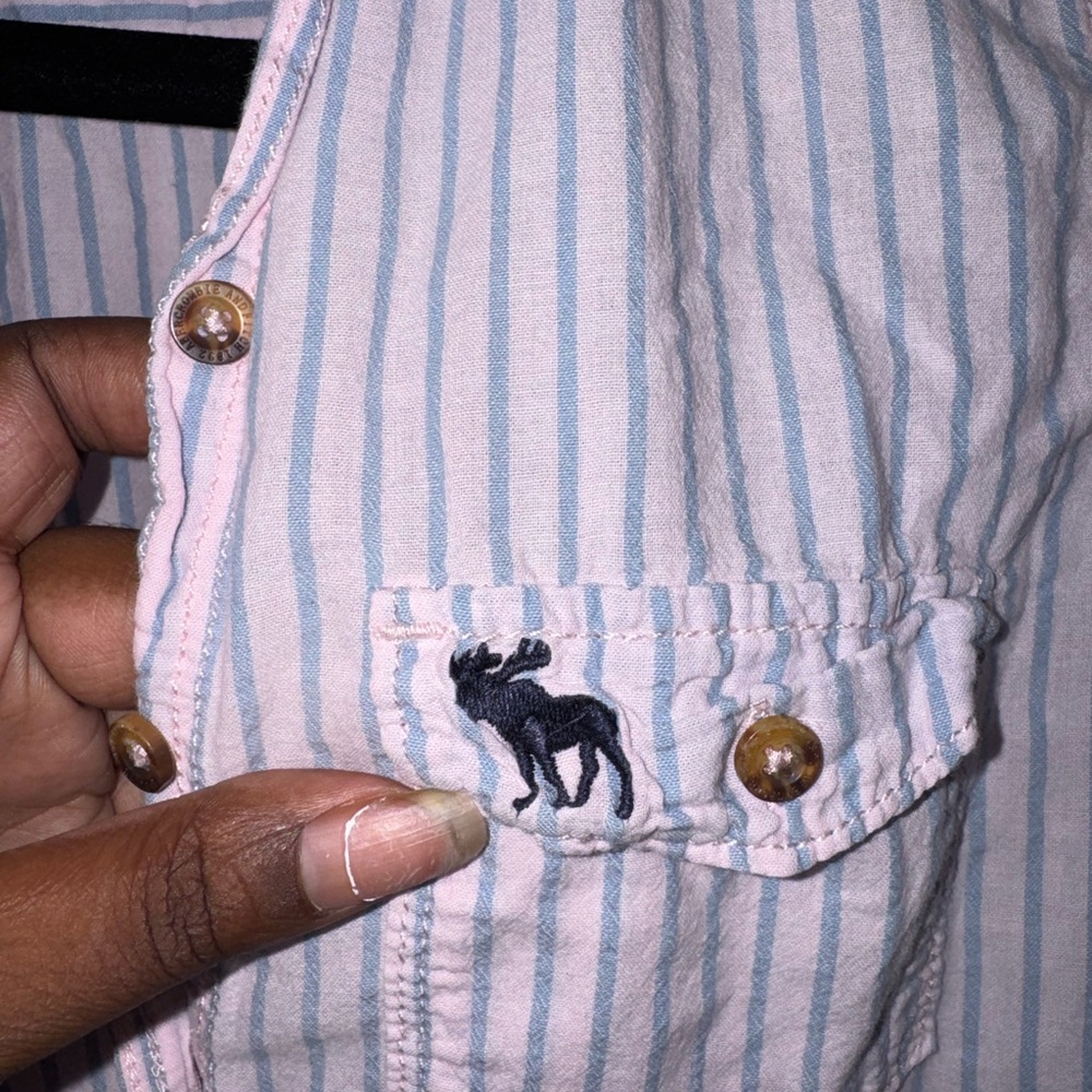 Abercrombie & Fitch Pink and Blue Striped Shirt - Picture 2 of 4